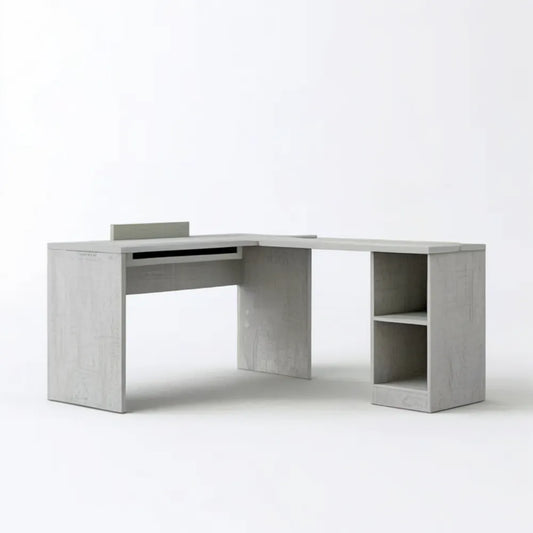 Narożne biurko w kształcie L, szary beton, 140 x 120 x 75 cm