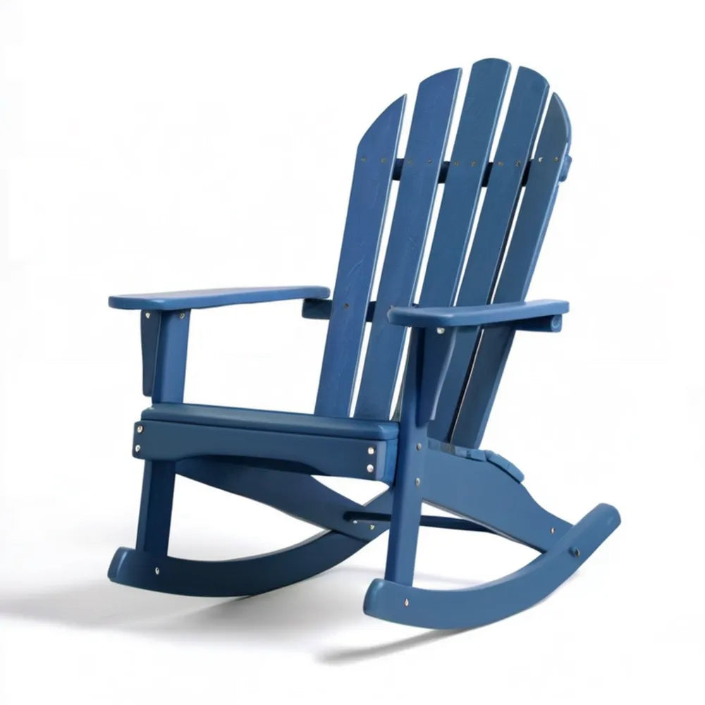 Granatowy drewniany fotel bujany Adirondack 76 x 92 x 98 cm