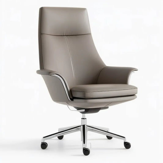 Obrotowy fotel biurowy ze skóry syntetycznej taupe 65 x 65 x 112–122 cm