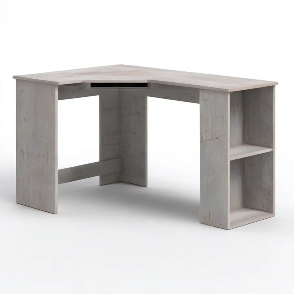 Biurko narożne w kształcie L, jasnoszary beton, 120 x 120 x 74 cm